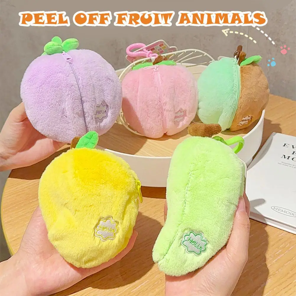 Open The Fruit, Animal, Bunny Cartoon, Cute Plush Doll Keychain To Give Friends Small Gifts, Schoolbag Pendant With Zipper