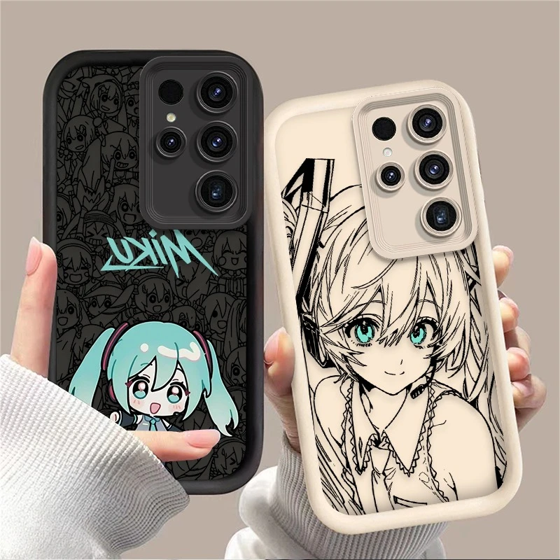 Bonita funda de teléfono h-hatsunes Kawaii m-miku para Samsung Galaxy S24 S25 S23 Ultra S22 S21 Plus FE A36 A56 A26 A16 A06 A25 A35 A55 5G