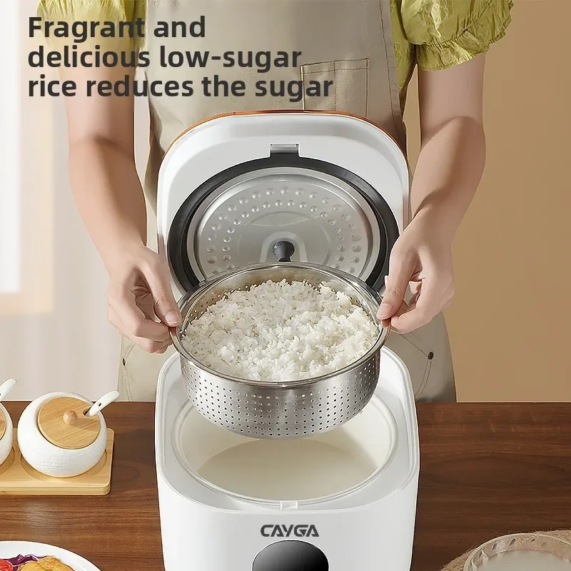 Panela multifuncional inteligente de 3l, mini panelas elétricas digitais de arroz com revestimento antiaderente, panela interna de cerâmica, separação de arroz e sopa