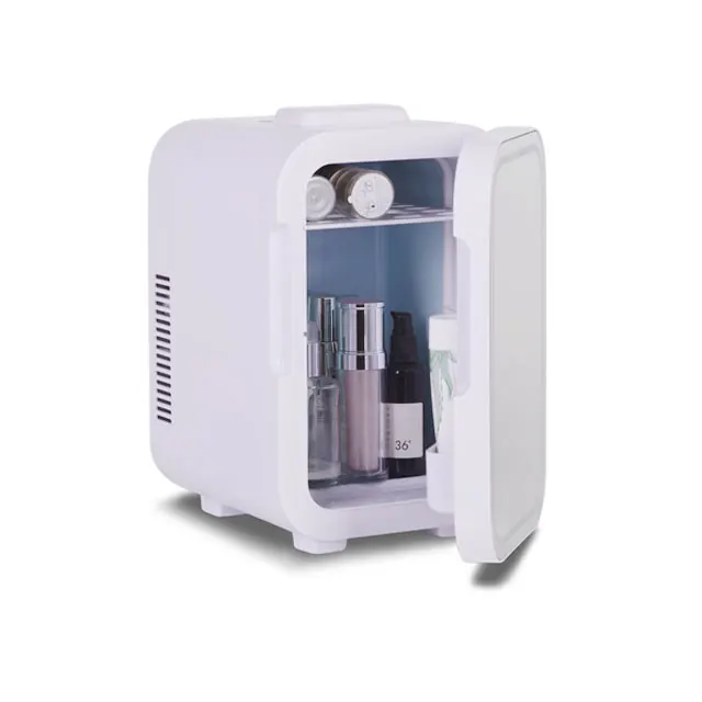 Przenośna lodówka kosmetyczna z lustrem LED o pojemności 8 litrów - mini lodówka kosmetyczna do pielęgnacji skóry, makijażu i użytku domowego na biurku