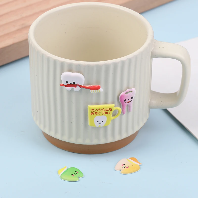 4/5 fogli adesivi a forma di dente dentale del fumetto spazzolino denti adesivi ricompensa per bambini decorazione adesiva a forma di dente del fumetto 3D