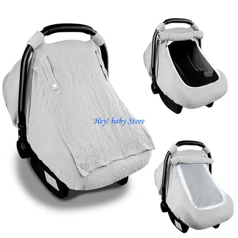 Q1FE Infant Carseat Canopy with Breathable Window Baby Strollers Cover for Boys and Girls Windproof Basket Sunshade