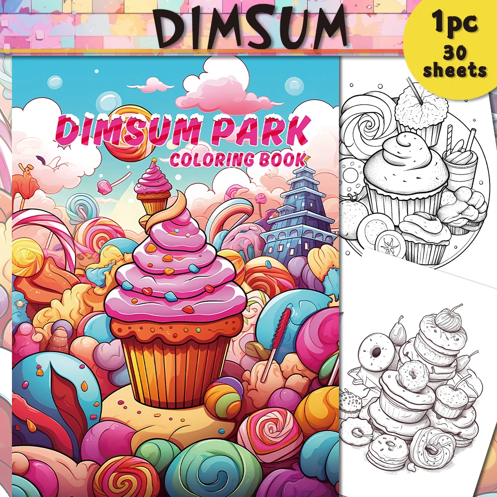 

1pc, Dessert Coloring Book, Teenagers Coloring Book, 39 Different Patterns, 100gsm Thick Paper, Stress Relief, Birthday Gift