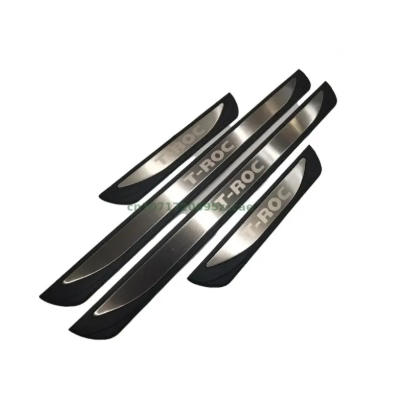 car stickers For Volkswagen T-roc 2018-2019 2020 2021 Plate Door Sill Welcome Pedal Car Accessories 4pcs/set view 5
