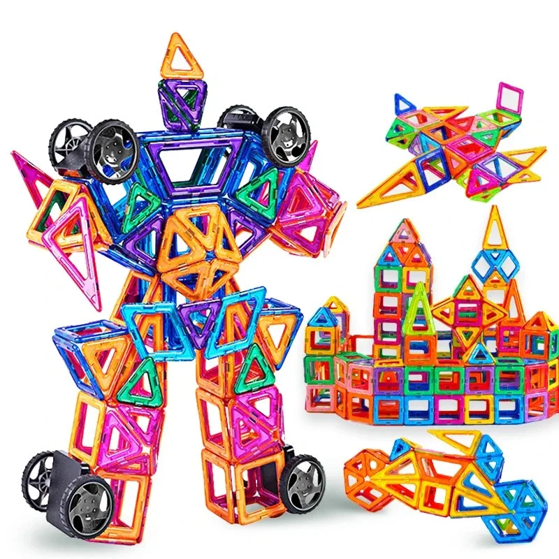 168PCS Magnets Toys for Kids Big Size Plus Magnetic Blocks for Children Designer Constructor Set Toys for Boys Building Blocks