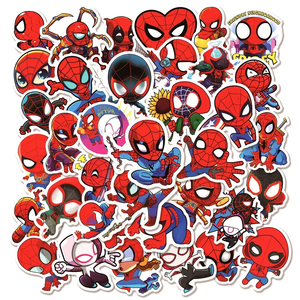 50PCS Disney Marvel The Avengers Spider Man Sticker DIY Laptop Luggage Skateboard Superhero Graffiti Decal Cool Sticker for Kids