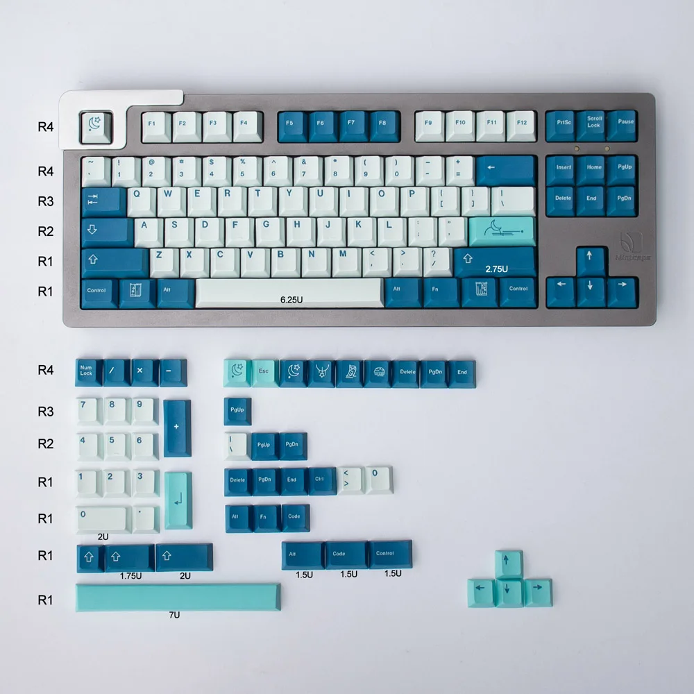 GMK Nightlight Keycaps for Mechanical Keyboard 135 Keys Cherry Profile Blue White Color PBT Dye Sub Custimize Game PC