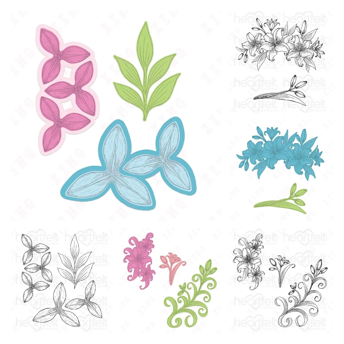 

Diy Scrapbook Paper Craft Handmade Album Card Template 2023 New Metal Cutting Dies Garden Lily Bouquet Buds Spray Fillers Stamps