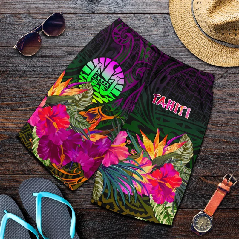 Hawaii King Flag Men's Shorts Hawaii Beach Short Trunks Summer Polynesian Swim Trunks Gym Ice Shorts Boy Floral Board Short Pant