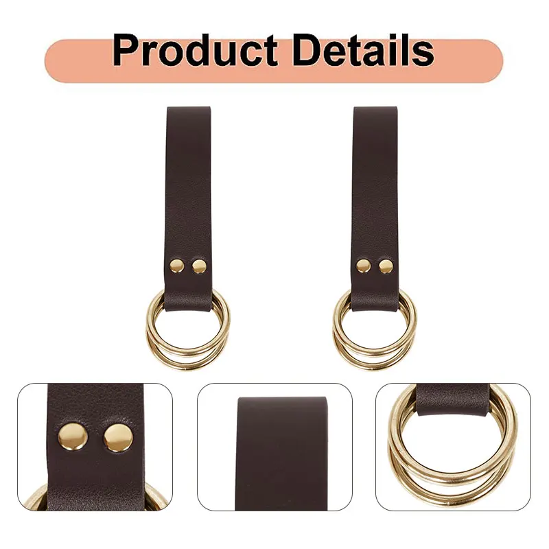 Women Men Viking Mug Hook Strap Double Metal Rings Leather Loop Medieval Belt Skirt Hiking Performance Adult Accessories