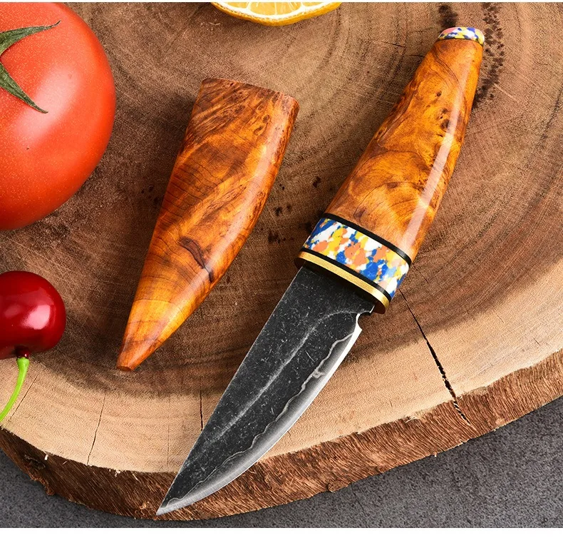 Multifunctional characteristic Mongolian knife, three pieces of combined steel, forged in one, sharp, fine and compact gift