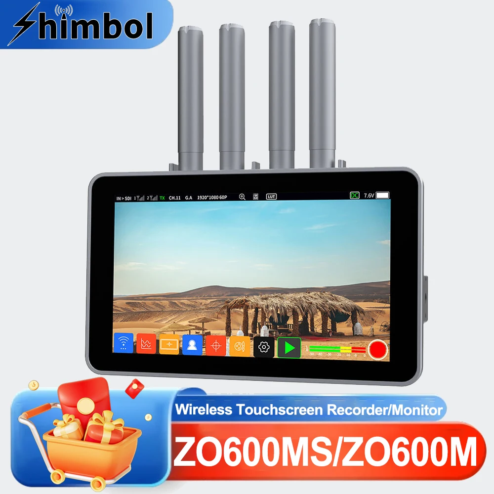 

Полевой монитор Shimbol ZO600MS/ZO600M 5.5" 2000 нит 1080p 60 Гц с беспроводным HDMI и сенсорным IPS-экраном для камеры