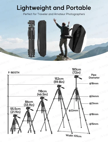 Imagen 2 del producto Trípode Profesional Aluminio 62”158CM Altura Ajustable 360 ° Cabeza de bola de liberación rápida para cámara DSLR proyector portátil viaje