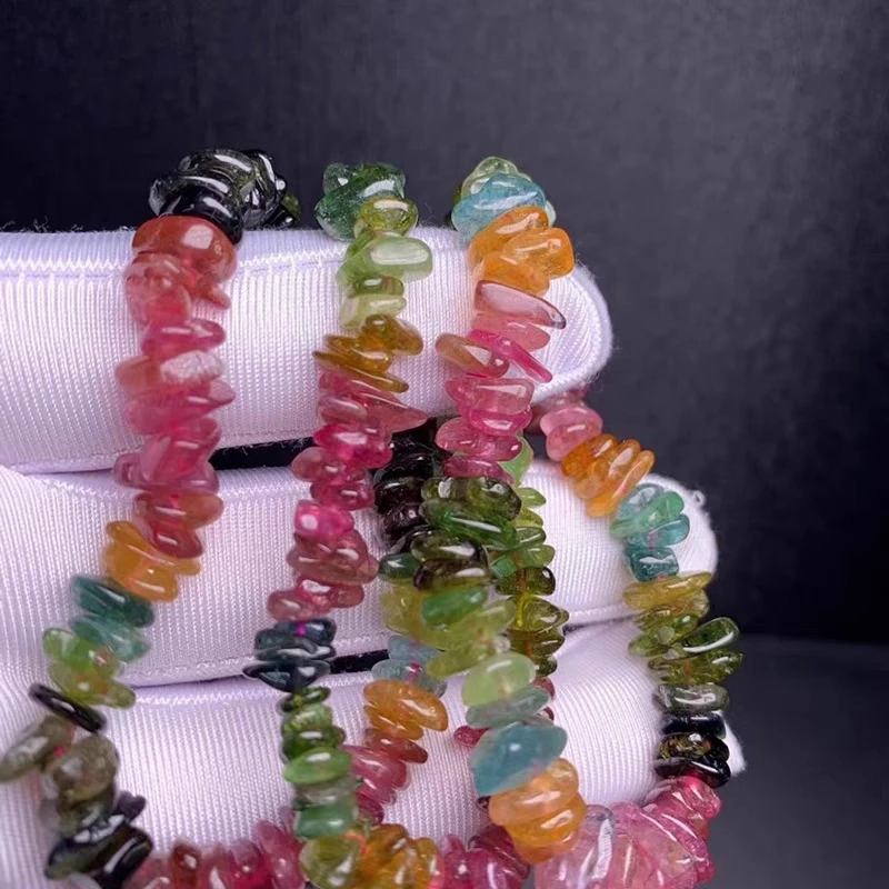 Natural Colorful  Tourmaline Bracelet 8mm Clear Beads Red Tourmaline Women Jewelry AAAAAAA