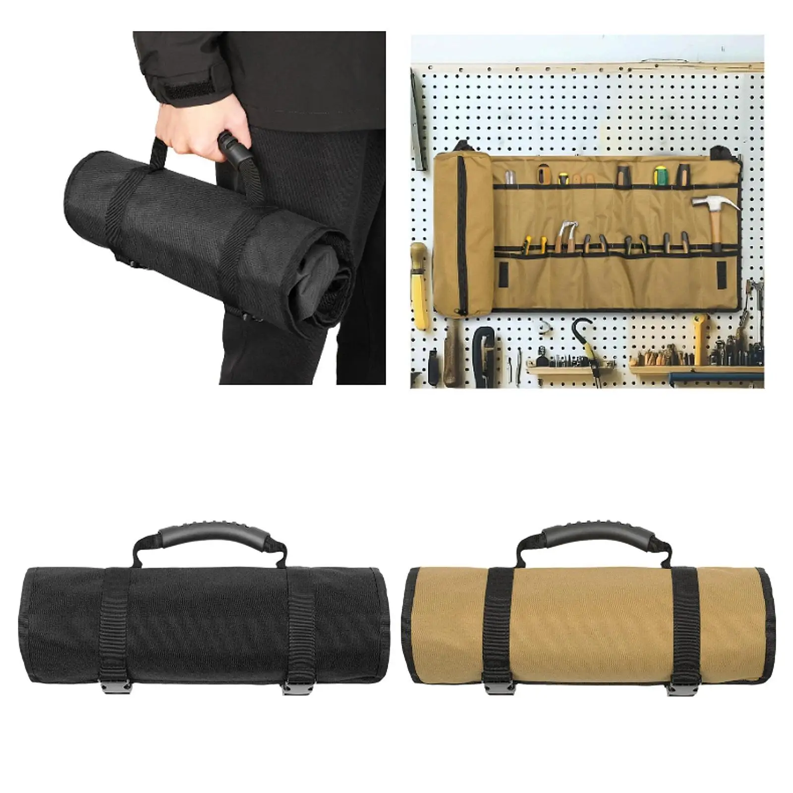 Roll up Tool Bag Heavy Duty Portable Tools Pouch for Dads Plumber Carpenter