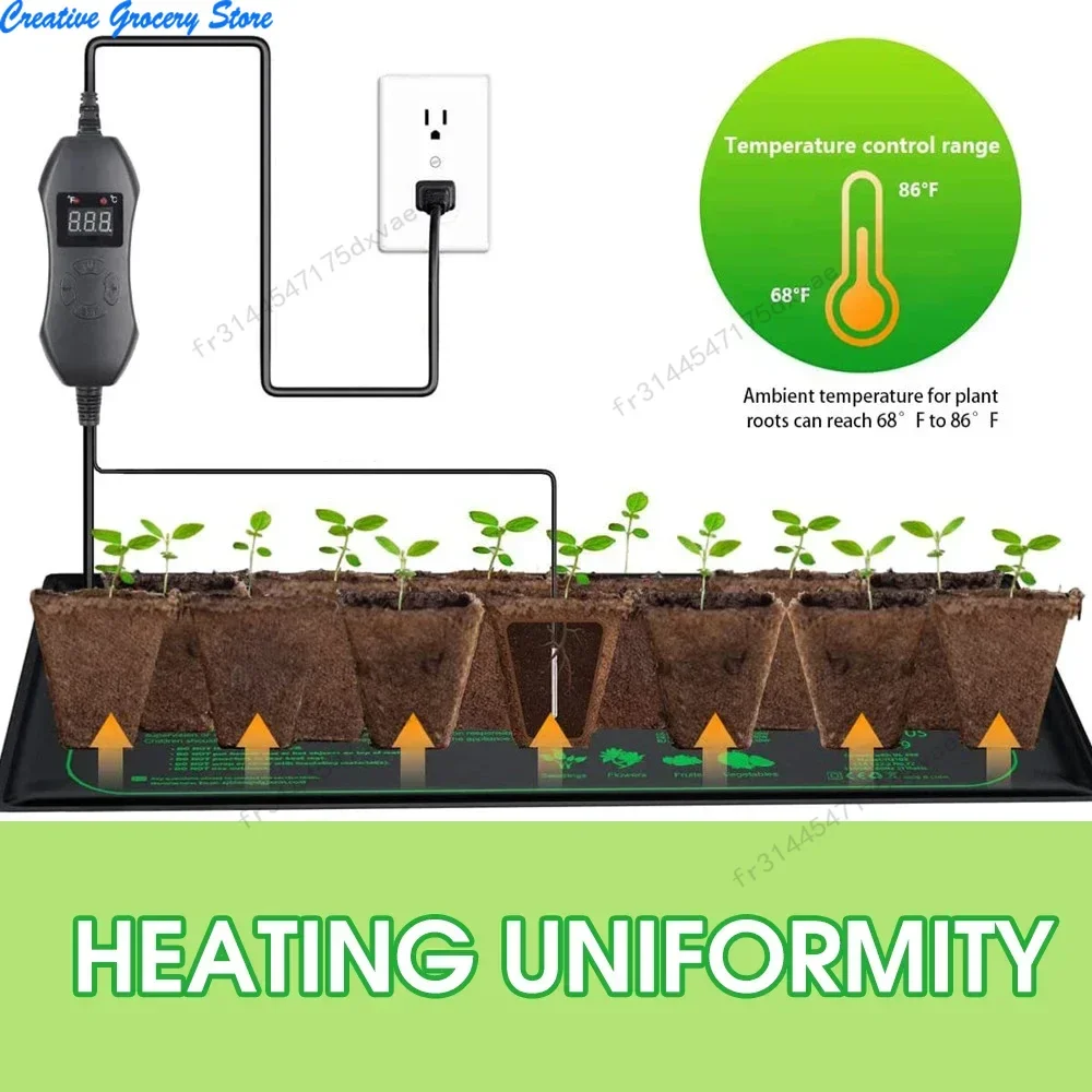 50W EU Thermostat réglable semis tapis chauffant plantes pépinière coussin chaud pour intérieur graine démarreur Germination grandir chaleur