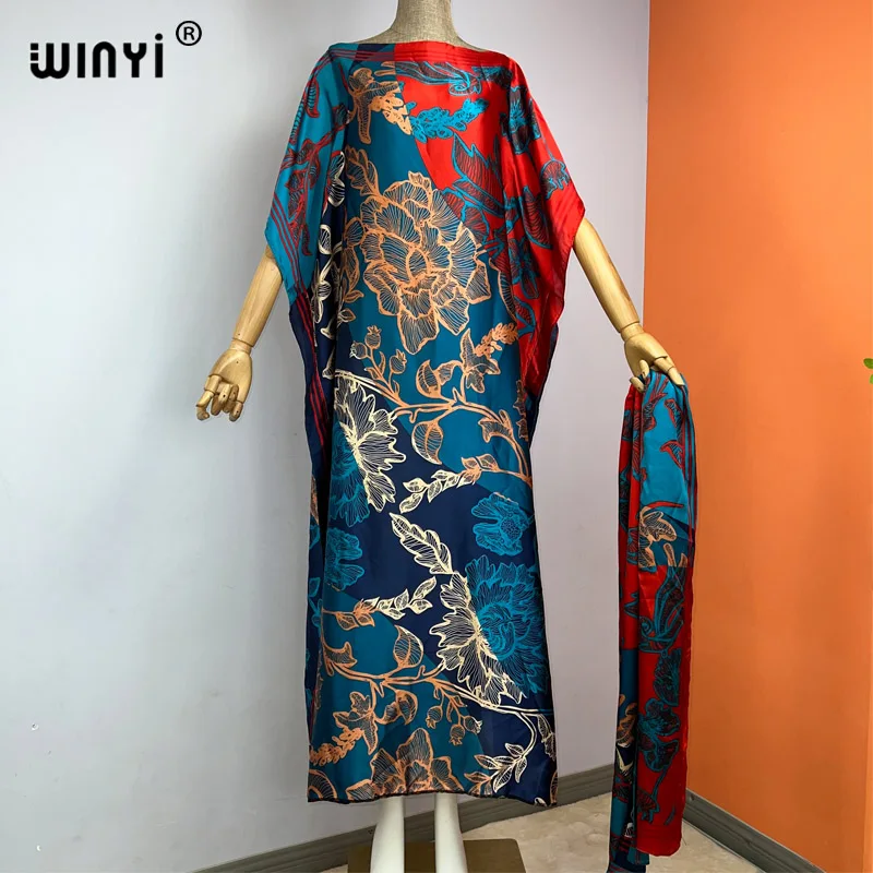 

WINYI new holiday party Dress New fashion dress for women Elegant oversized kaftan african print caftan for lady with belt abaya