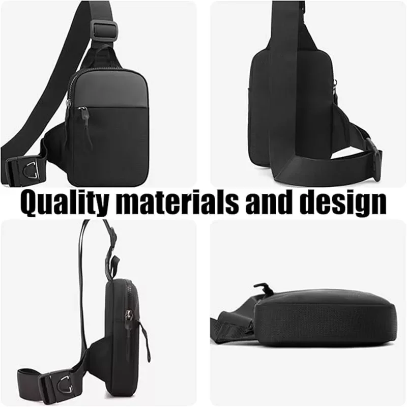 Waterproof Sling Chest Pack Crossbody Shoulder Bag with Zipper for Men Travel Workout