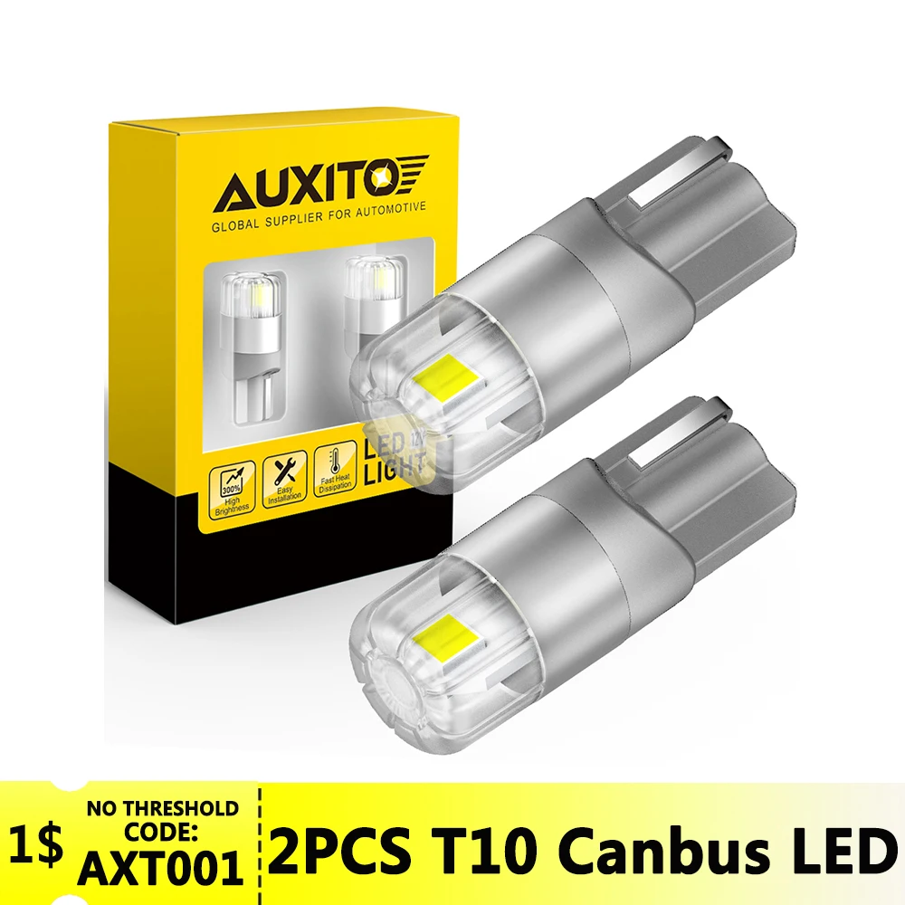 AUXITO 2Pcs T10 LED Canbus No Error W5W Parking Light Side Marker Position Interior Bulb 12V Car Lamp 6000K 194 168 LED 3030 SMD