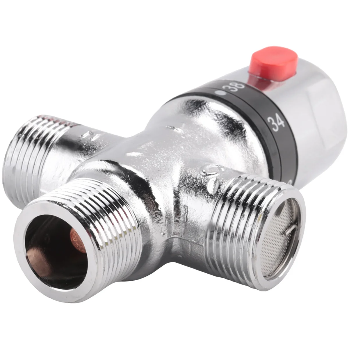 Solid Copper 3-Way Thermostatic Mixing Valve 3/4 Inch Solar Water Heater Valve Regulating Temperature Control Valve