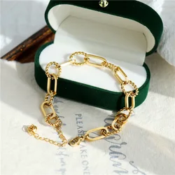 2022 Exquisite 316L Stainless Steel Gold Color Link Chain Bracelet For Women Classic Rust Proof Fashion Girl Wrist Jewelry Gift