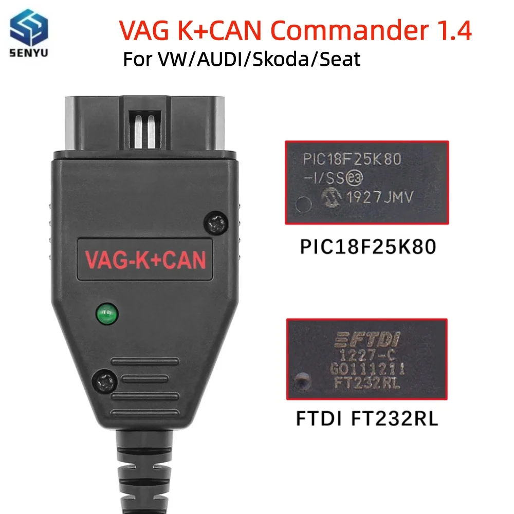 VAG K+CAN Commander 1.4 OBD2 Diagnostic Tools OBD 2 OBDII Scanner With FT232RL PIC18F25K80 Chip Cable for VW/AUDI/Skoda/Seat