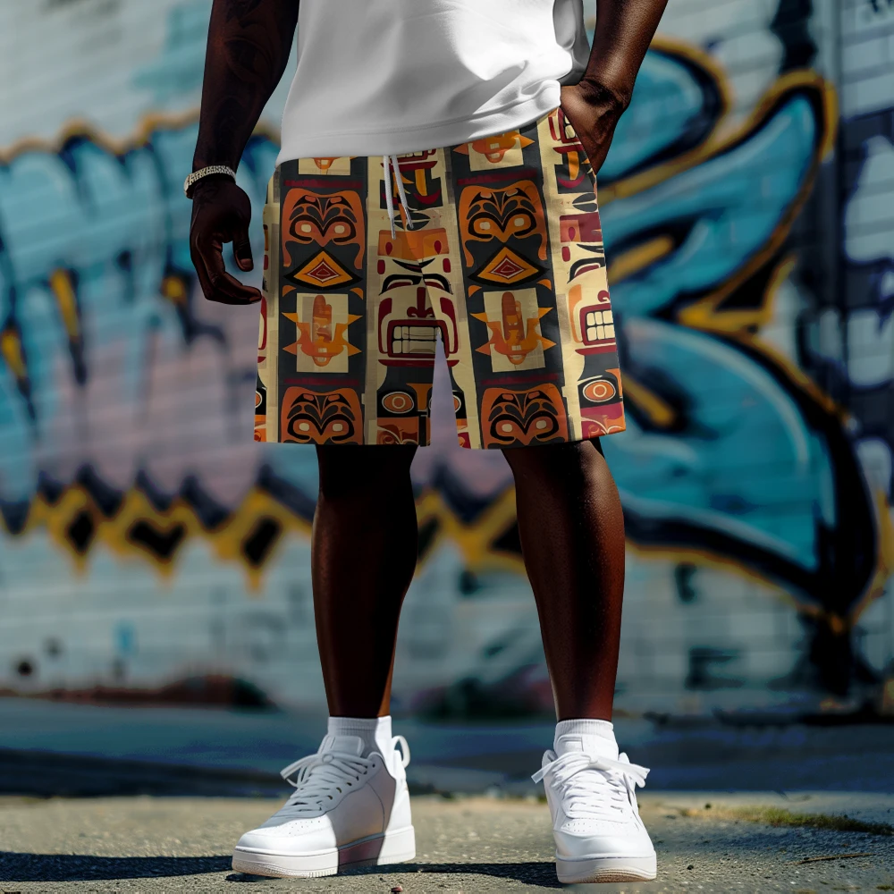 

Шорты мужские быстросохнущие, повседневные спортивные, большие, с национальными иконами, на лето