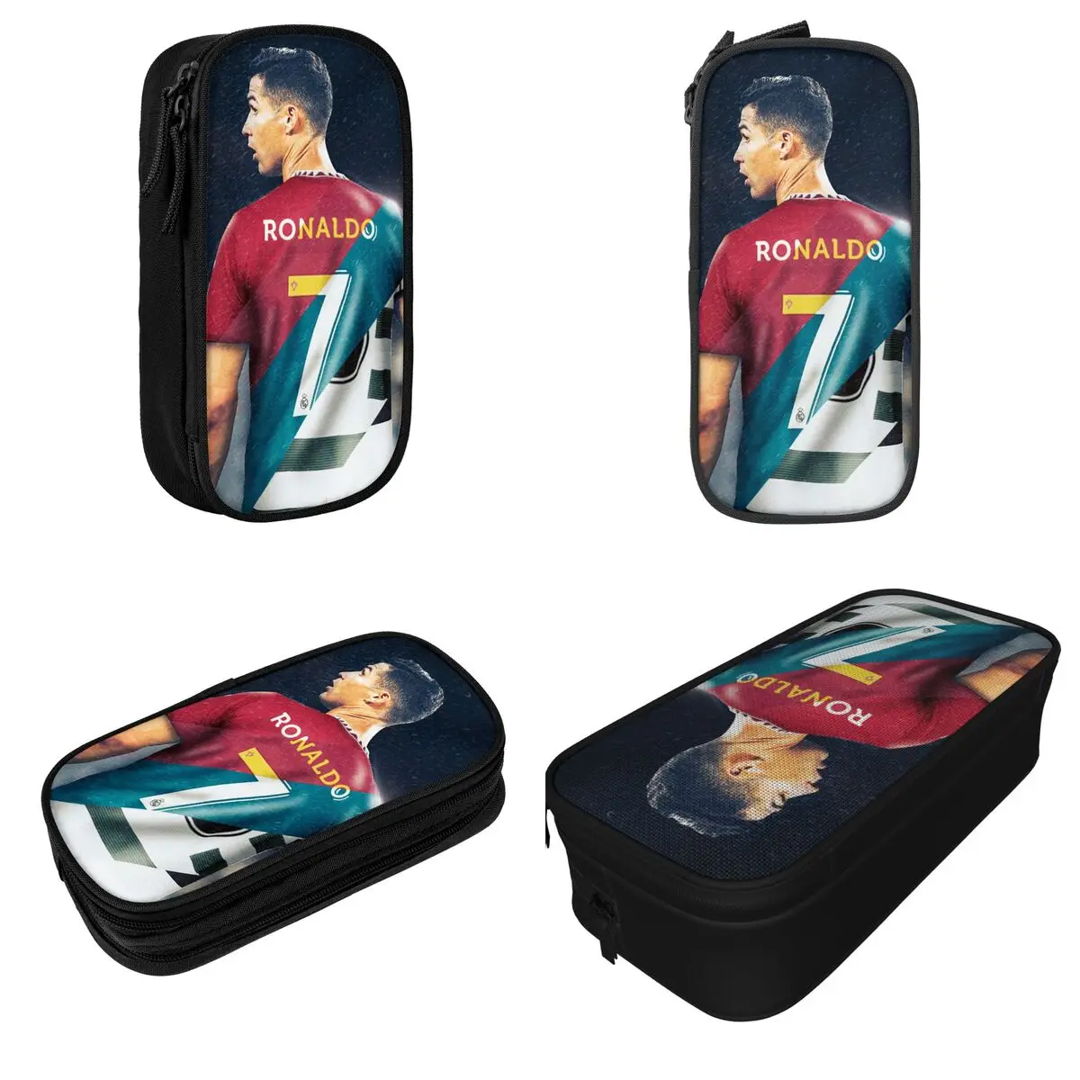 CR7 Cristiano Ronaldos Football Pencil Case Double Layer Large-capacity Office Accessories Pencil Case Stationery Birthday Gift