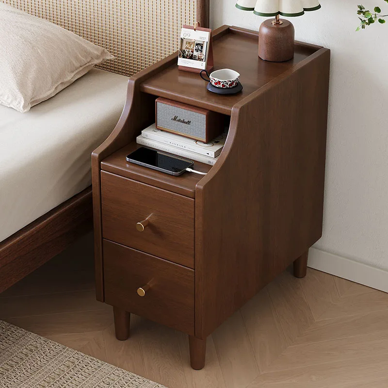 Mesita de Noche Móvil Moderna de Madera con Cajones Organizadores y Armarios de Almacenamiento para Dormitorio, Librero, Muebles para el Hogar