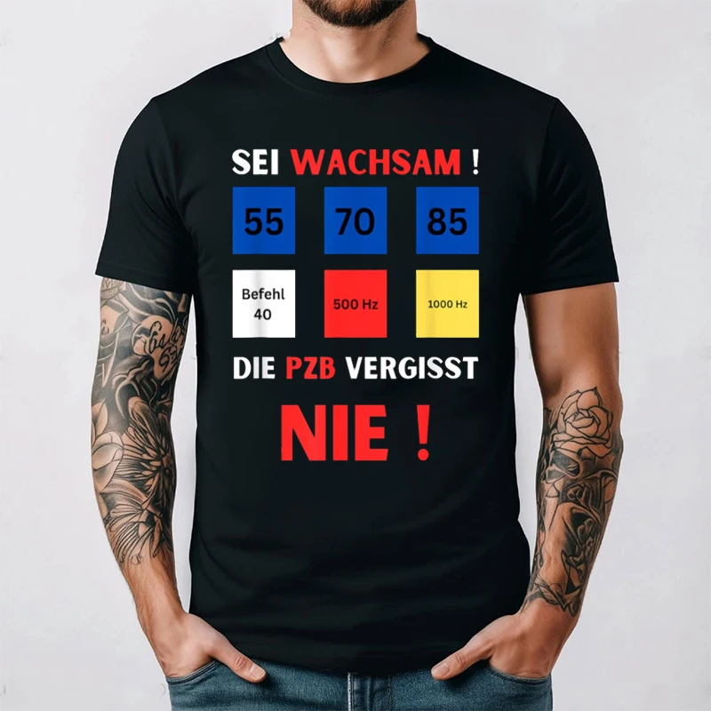 Camiseta de conductor de tren de algodón, diseño PZB, manga corta, Lokführer, ferrocarril, broma Insider, camisa gráfica informal transpirable en forma de letra