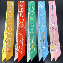 2024 Brand Design New Chain Silk Scarf Luxury Scarf Women Fashion Hair Headband Foulard Skinny Bag Scarves Neckerchief For Lady