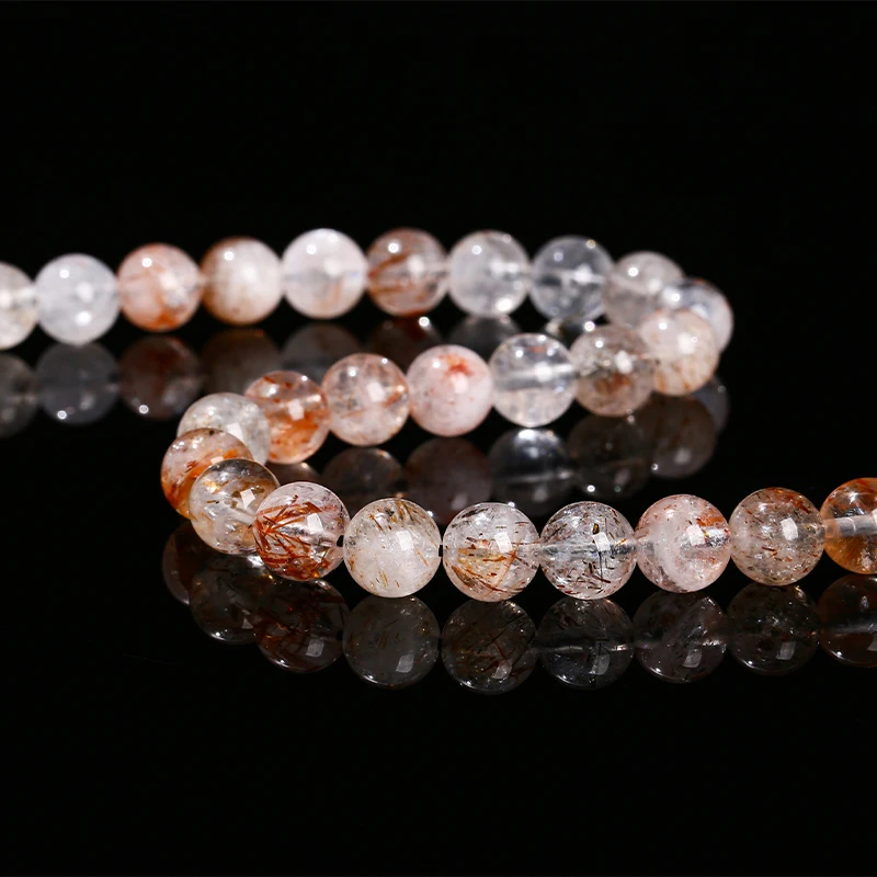 الحجر الطبيعي الأسود سوبر سبعة الكوارتز الخرز فاصل فضفاض مستدير 6 8 10 مللي متر لصنع المجوهرات عقد دي اي واي سوار الإكسسوار 15"