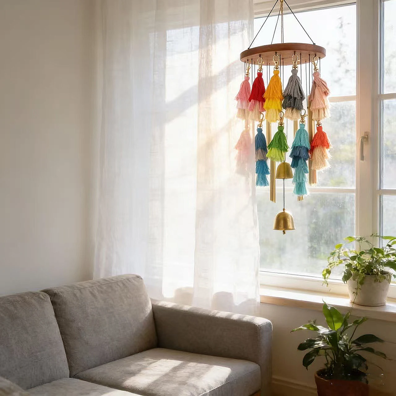 

4Pcs/Lot Multicolor Bohemian Handmade Layered Tassel Keychain Fashion Key Ring Jewelry Decor Accessorie