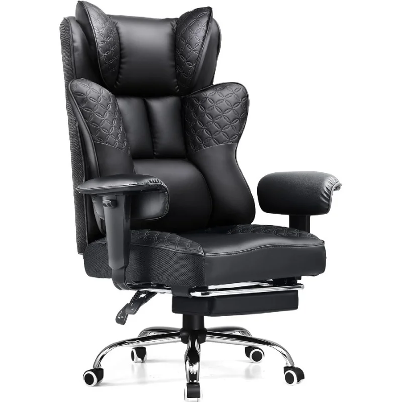 

Big and Tall Office Chair 400LBS Wide Ergonomic Gaming Chair with Deluxe Embossing Designed Leather with Foot Rest,150