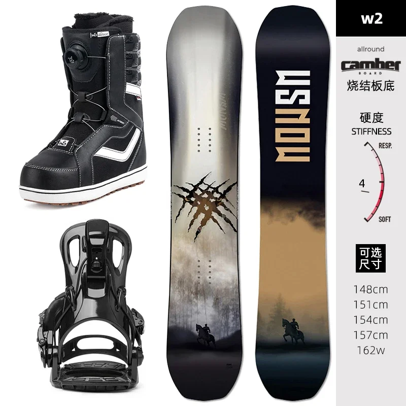 

Snowboard Set, Sintered Board Sole Retractor, Full Board, Men's Ski Shoes