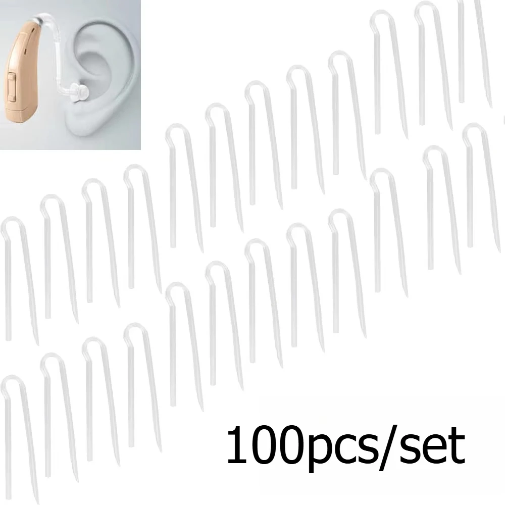 100pcs Hearing Aid Tubes Type R BTE Earmold Hearing Aid Tubing Replacement Preformed Flexible Hearing Aid Tubing Accessories