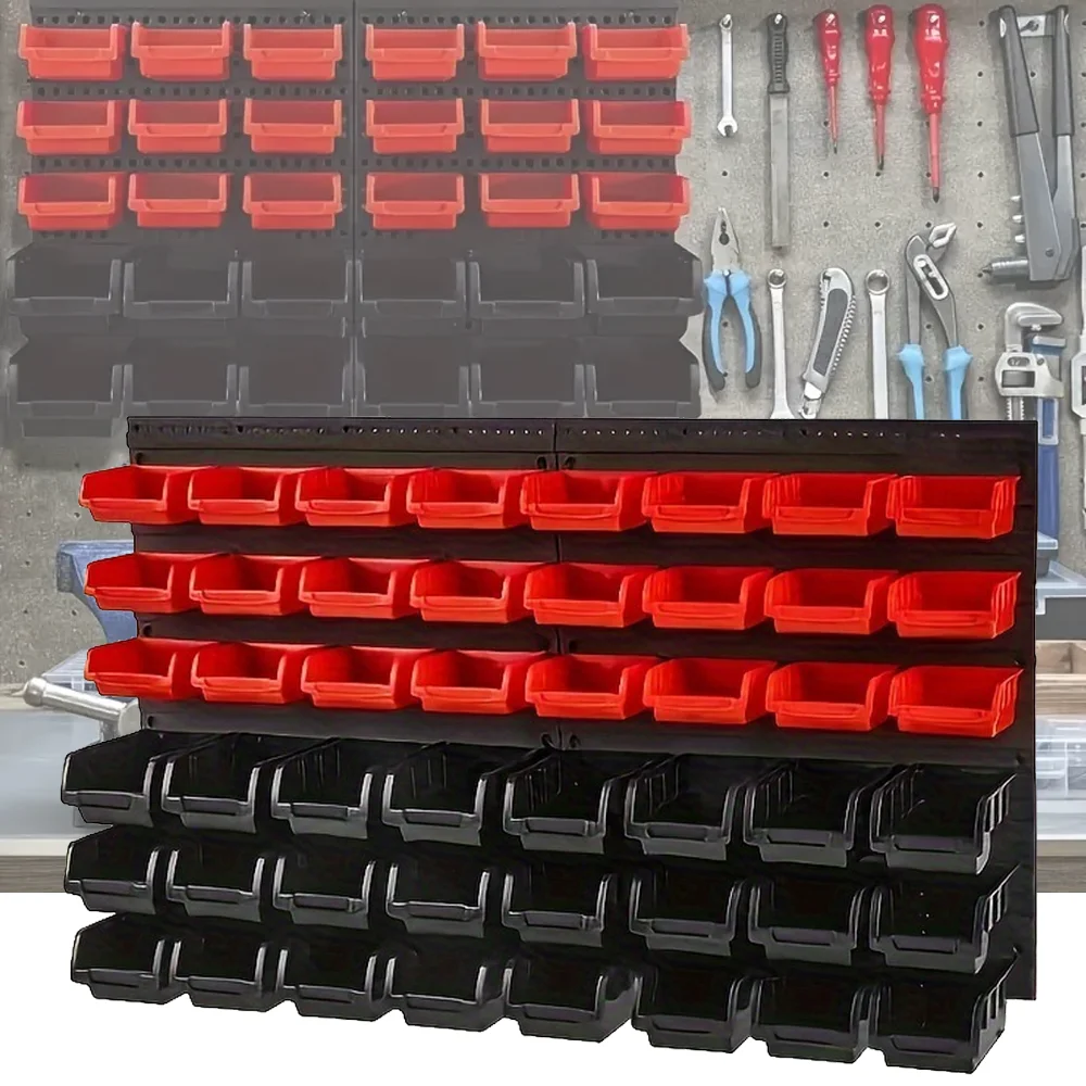 48-teiliges Set Aufbewahrungsboxen zur Wandmontage, Garagencontainer mit Wandpaneelen, Werkzeugorganizer für Muttern, Schrauben, Bolzen und Nägel