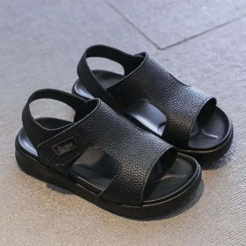 Boys' Sandals Summer Shose New Middle and Big Children's Genuine Leather Anti slip Sandals Baby Soft Sole Beach Shoes