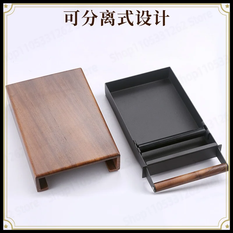 Coffee Knock Box Drawer, Barista Waste Bin with Wood Handle, Thickened Countertop Knock Box for Coffee Grounds