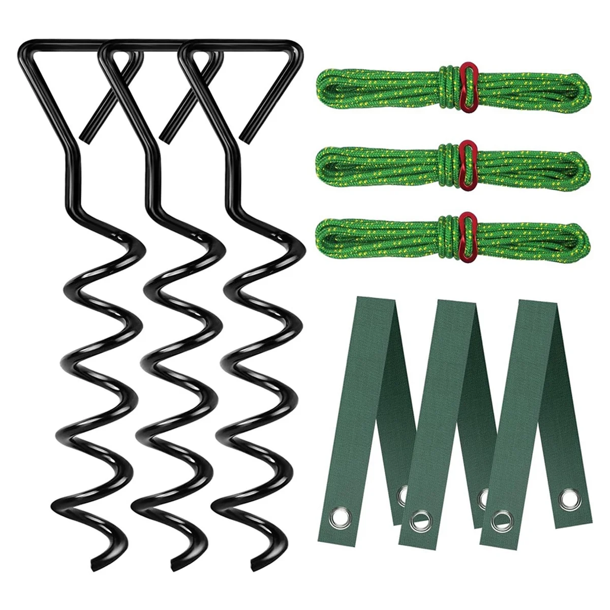 

A89E-Tree Stake Kit, Heavy Duty Spiral Tree Stakes and Supports for Leaning Trees and Young Trees Straightening Black