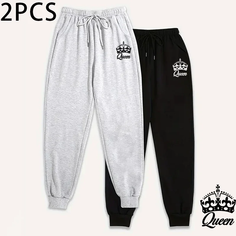 2025 New Womens Joggers 2 Piece Set Fleece Lined Sweatpants Fall Winter Thermal Lounge Pants Comfort Fit Trousers 2packs Bottoms