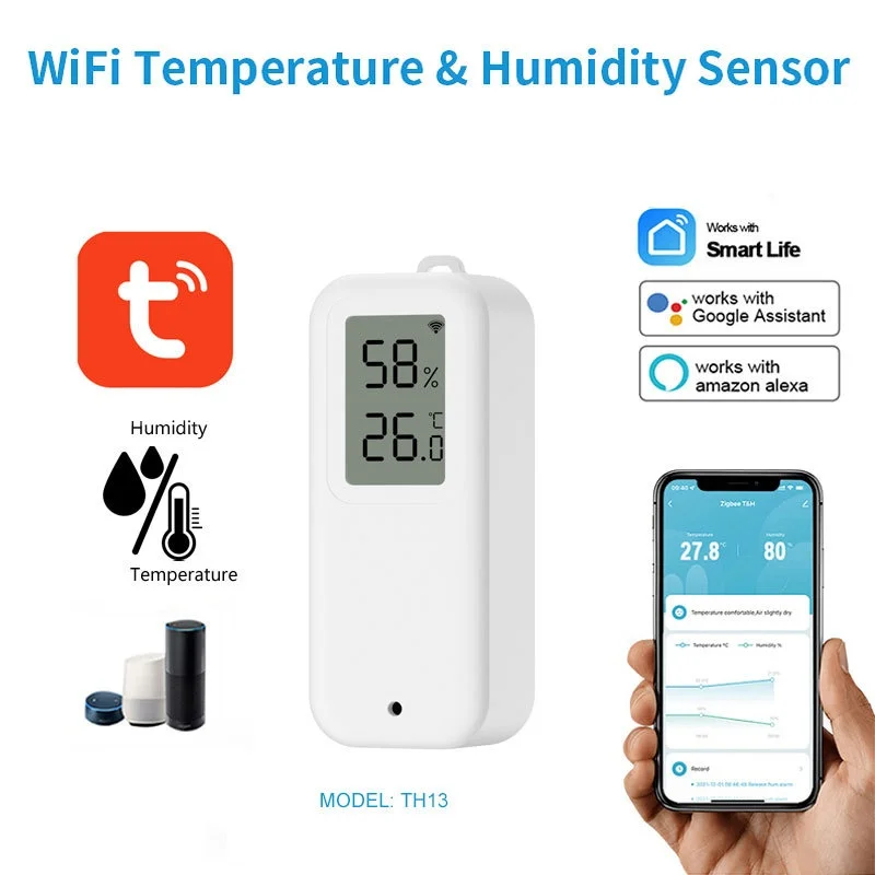 

Smart Temperature Humidity Sensor IP65 Waterproof 2.4Hz WiFi Smart Life Indoor Outdoor Smart Home Sensor Zigbee Gateway Required
