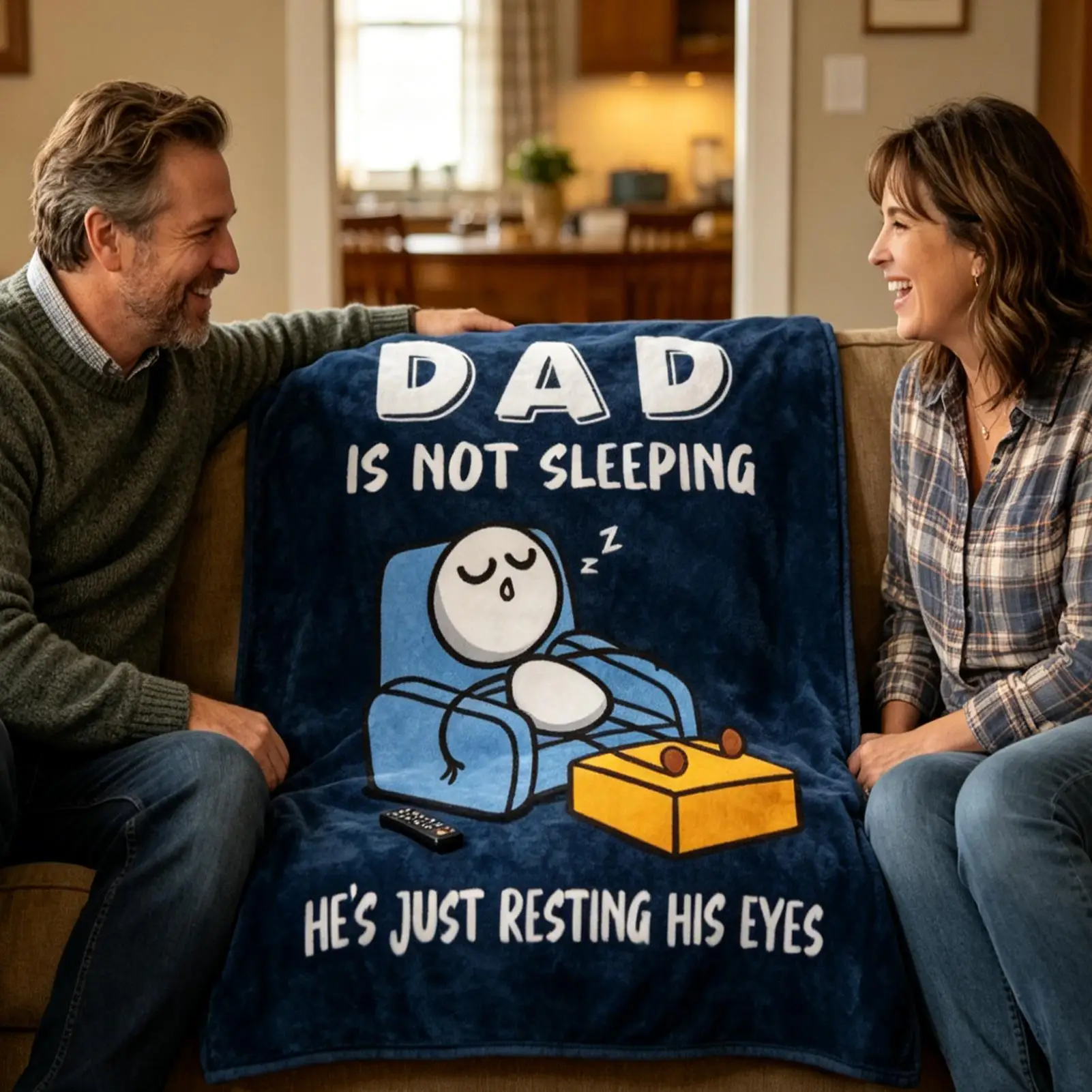 Fathers Day Gifts Funny  Dad is Not Sleeping Sofa Throws Blanket  For Dad Birthday Present From Daughter or Son