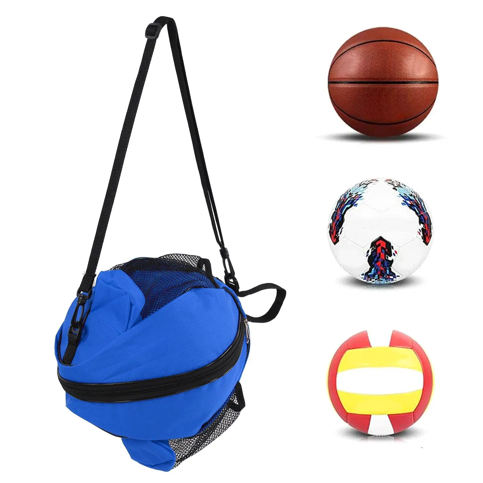 Bolsa de ombro de malha ajustável para esportes-bolsa de armazenamento de basquete e futebol de pano oxford-portador de bola de exercício interno