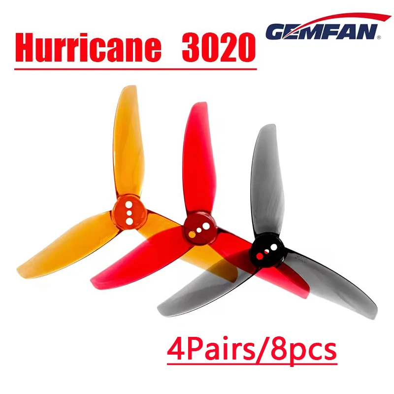 4Pairs Gemfan Hurricane 3020 3-Blade 3 Hole PC Propeller 1.5mm for RC FPV Racing Freestyle 3inch Toothpick Cinewhoop Ducted