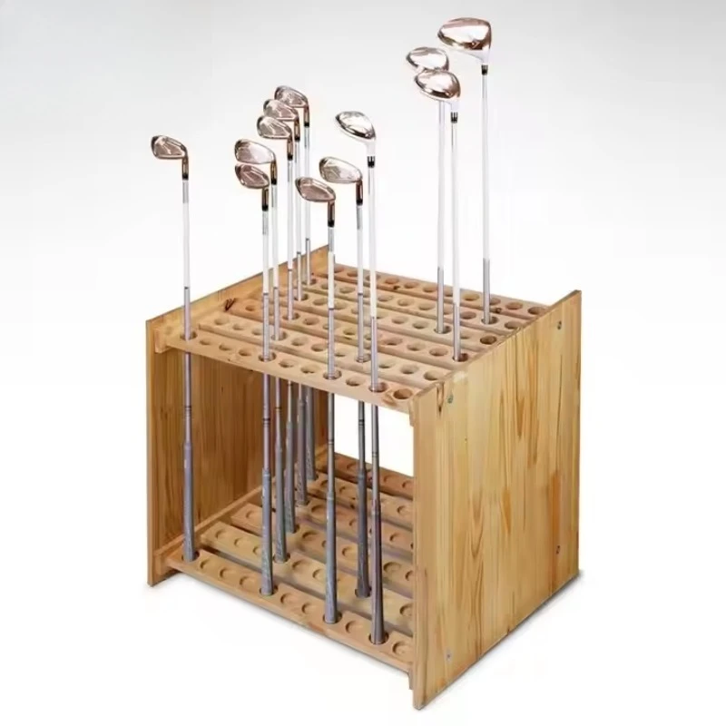 Convenient Foldable Wooden Golf Club Rack Push Rack Display Organizer Golf Products Foldable Golf Club Rack Storage