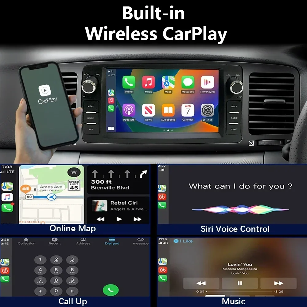 CHSTEK Wireless Carplay Car Radio For Toyota Corolla E120 2000-2006 BYD F3 Multimedia Android 13 Navigation WIFI 4G RDS FM BT