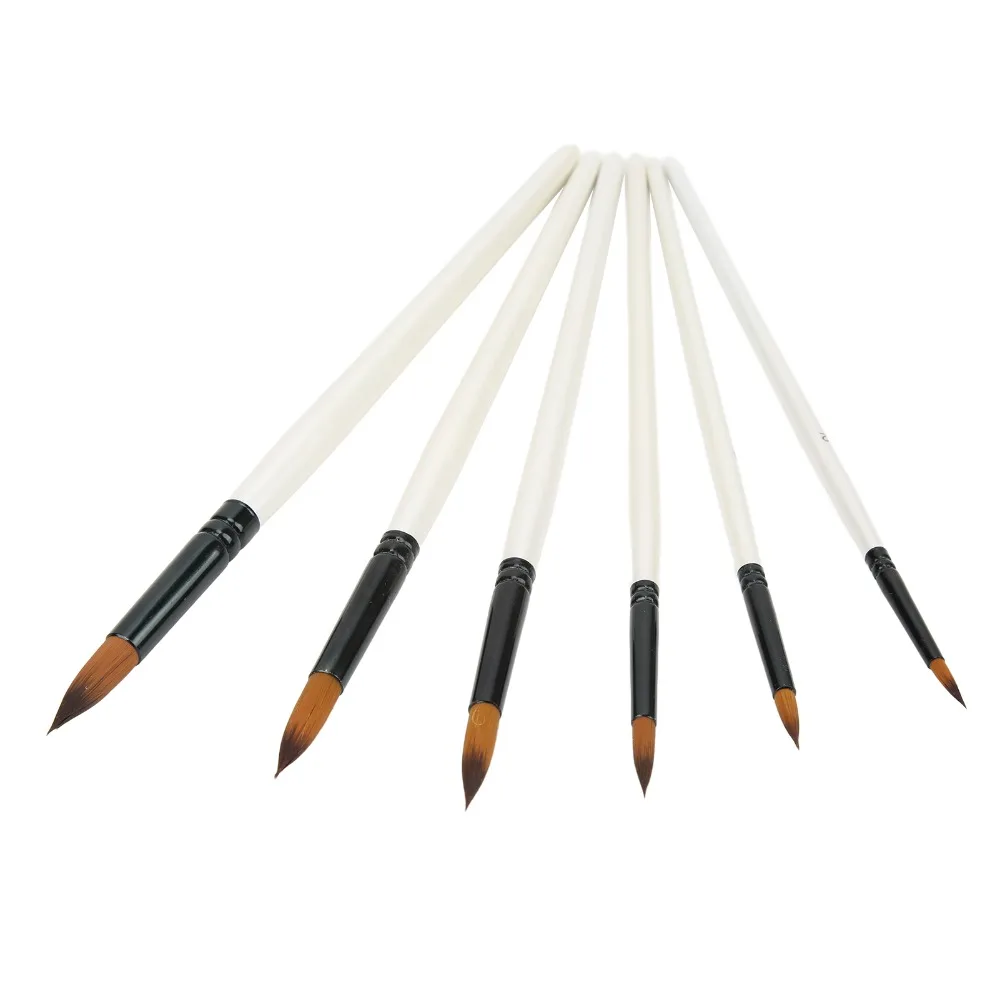 6pcs Durable 6 Sizes Paint Brush Set Soft Brush Tips Fine Detail Tip Watercolor Brush Set Oil Paint Brush Tips Fine Detail Tip
