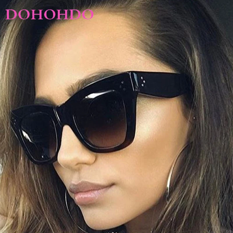 

Trendy Retro Big Frame Cat Eye Rice Nail Women Sunglasses Luxury Designer Men Shades Outdoor Driving Classic Sunglasses UV400
