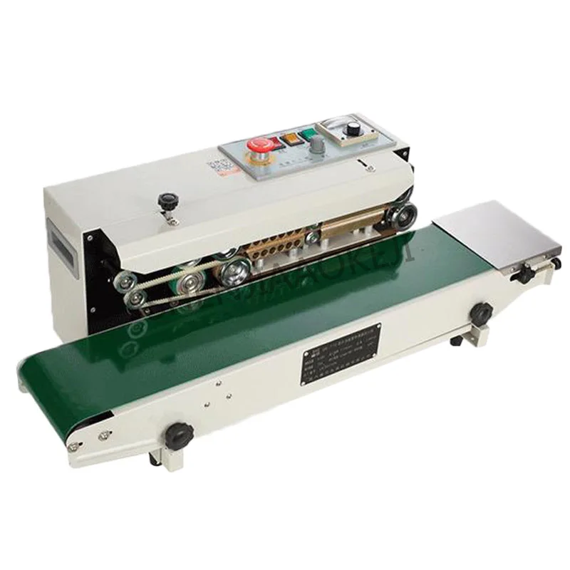 FR-770 연속 필름 씰링 기계 80W 비닐 봉투 포장 기계 밴드 실러 수평 가열 씰링 기계 220V/110V